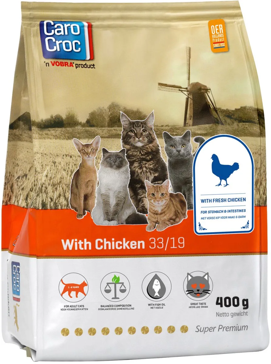 With Chicken - Gevogelte/Rijst/Granen - Kattenvoer - 400 g by CaroCroc – product photo