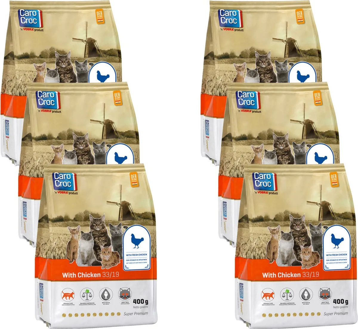 With Chicken - Kattenvoer - 6 x 400 g by CaroCroc – product photo