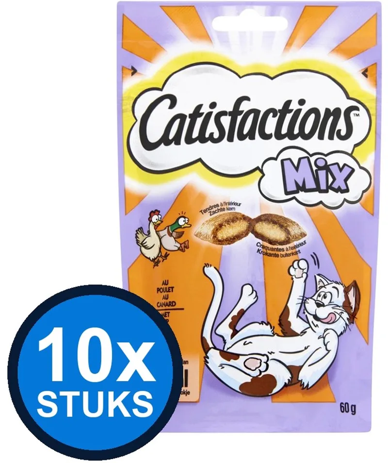 10x Catisfactions - mix kip&eend 60gr - Kattenvoer Snacks - 60 g by Catisfactions – product photo