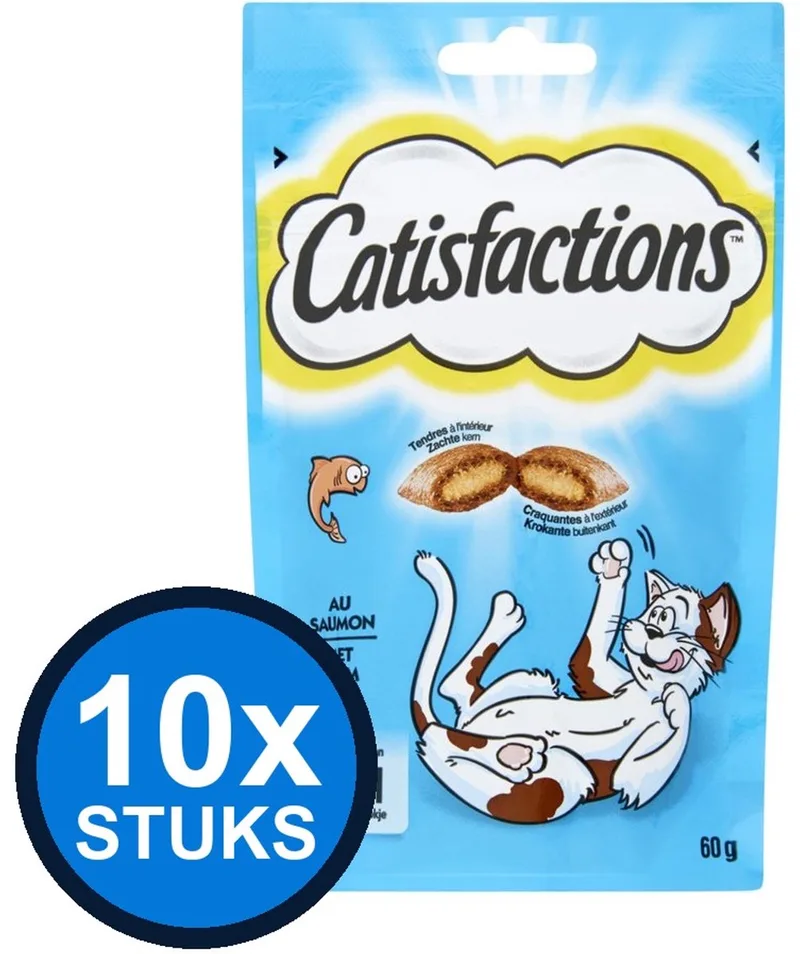10x Catisfactions - zalm 60gr - Kattenvoer Snacks - 60 g by Catisfactions – product photo
