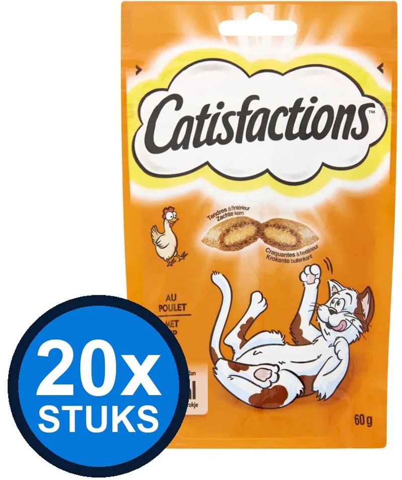 20x Catisfactions - kip 60gr - Kattenvoer Snacks - 60 g von Catisfactions – Produktfoto