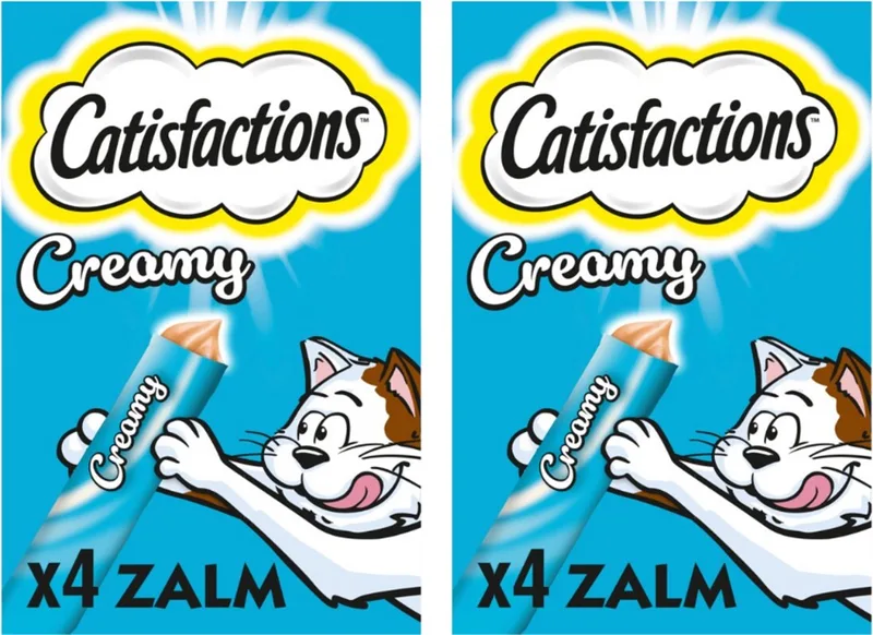 2x Catisfactions - Dreamies - Creamy Zalm - 8x 10gr - Katten snack - Tractatie - Katten snoepjes - Crèmige textuur - Met taurine von Catisfactions – Produktfoto