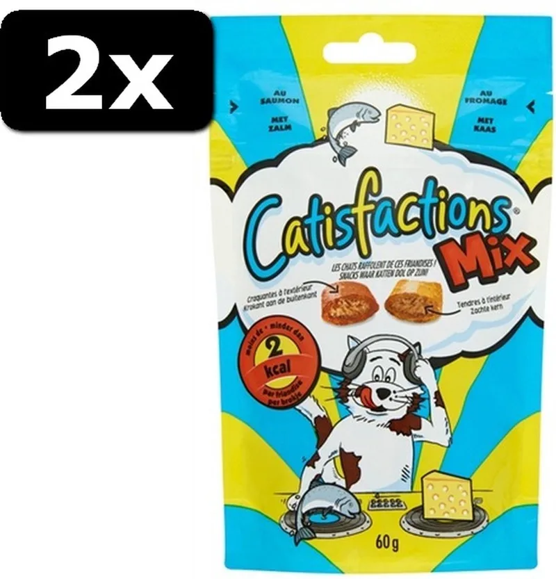 2x Catisfactions - Kattensnack - Mix Zalm/kaas - 60g von Catisfactions – Produktfoto