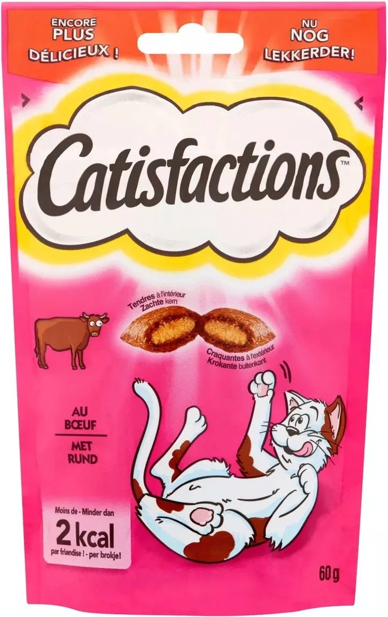 3x - Catisfactions - Kattensnack Met Rund - 3x60g by Catisfactions – product photo