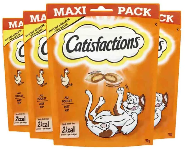 4x Catisfactions Kattensnoepjes Kip 180 gr