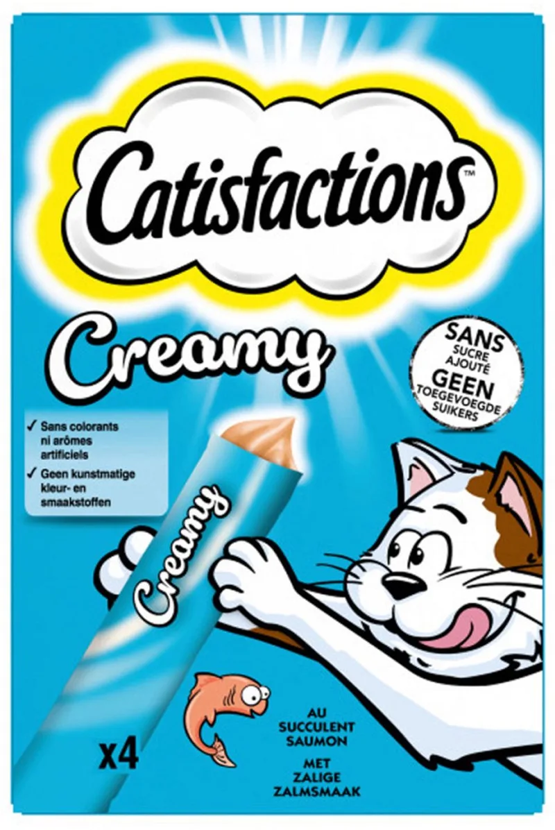 Creamy 4x10 g - Kattensnack - Zalm - 1ST by Catisfactions – product photo
