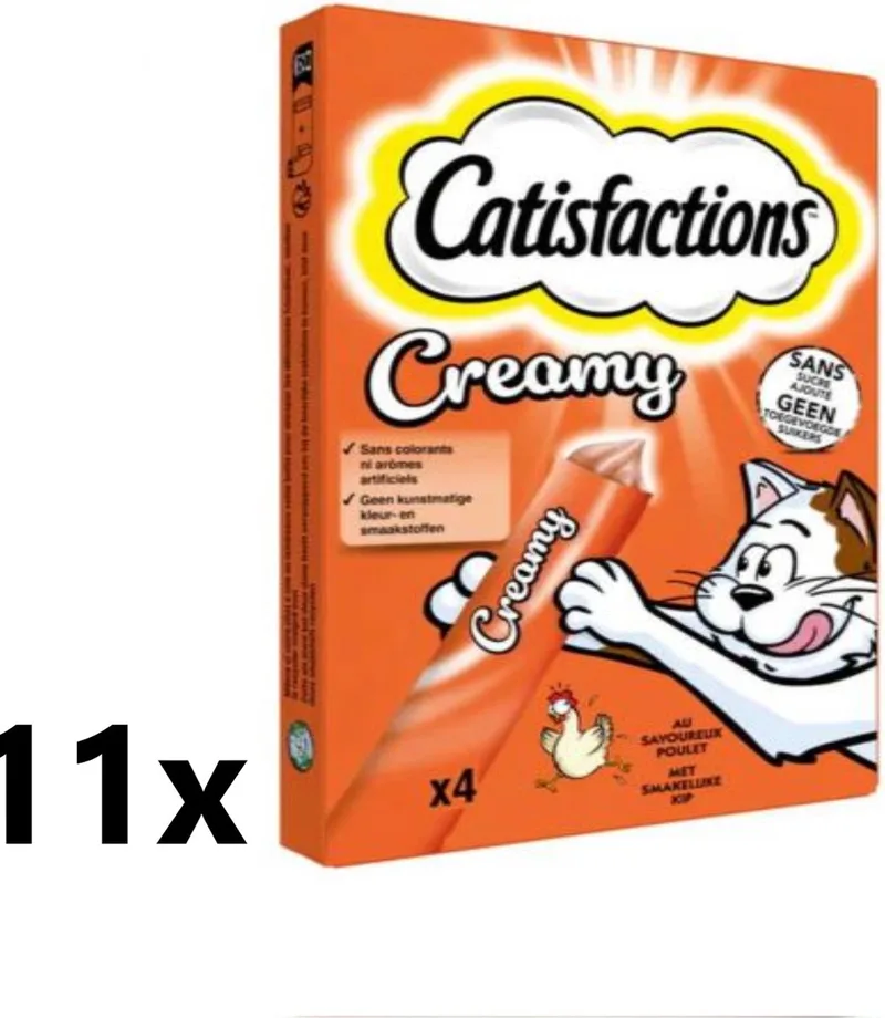 Creamy - Kattensnack - Kip - 11 verpakkingen van 4x10g by Catisfactions – product photo