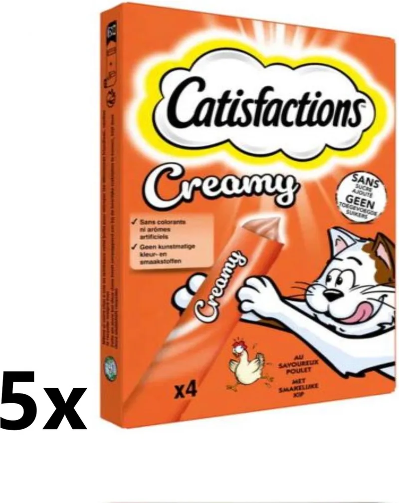 Creamy - Kattensnack - Kip - 5 verpakkingen van 4x10g fra Catisfactions – produktbillede