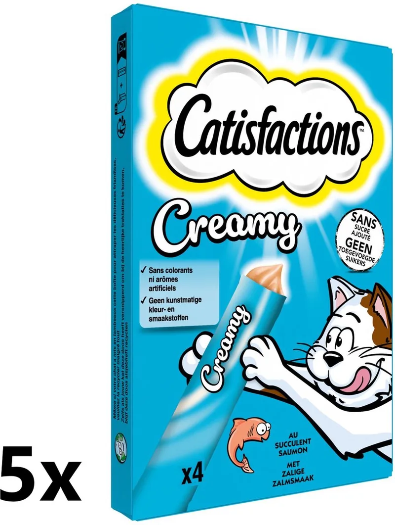 Creamy - Kattensnack - Zalm - 5 verpakkingen van 4x10g by Catisfactions – product photo