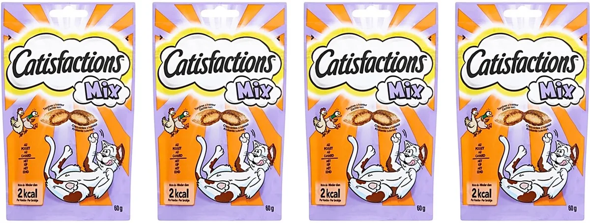 Kattensnack Catisfactions - Knapperige Vulling Kip/Eend - 4 stuks - Voordeelset by Catisfactions – product photo