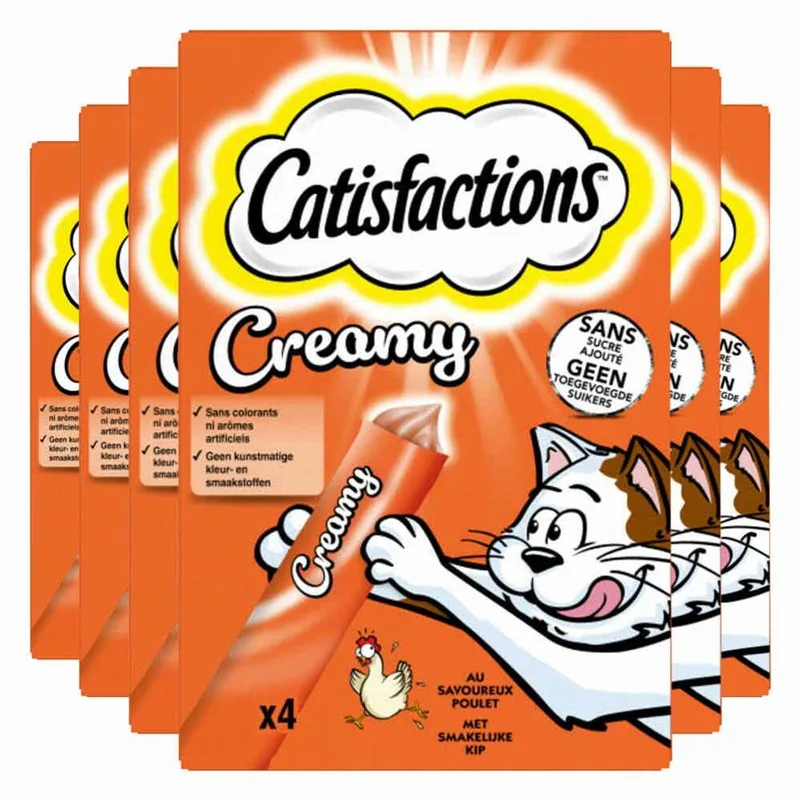 Kattensnack Kip Creamy - 6 x 4 x 10 gr - Voordeelverpakking by Catisfactions – product photo