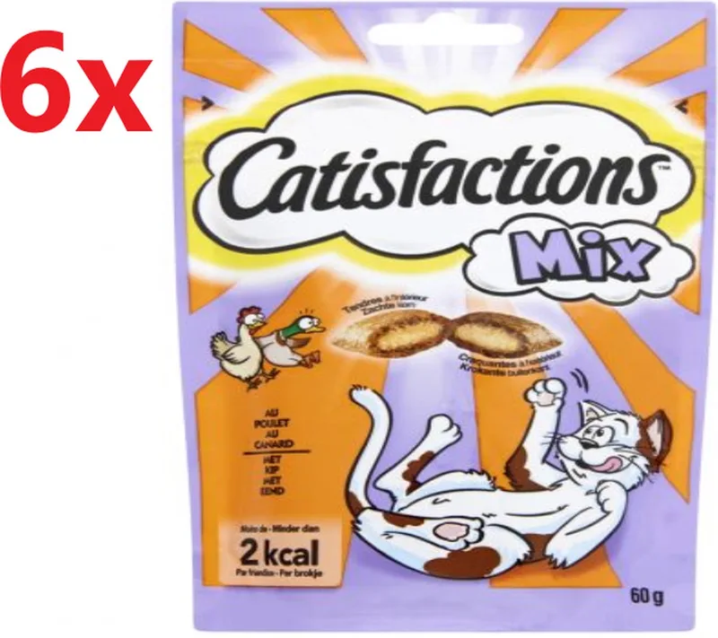 Kattensnack Mix - Kip en Eend - 6x60g by Catisfactions – product photo