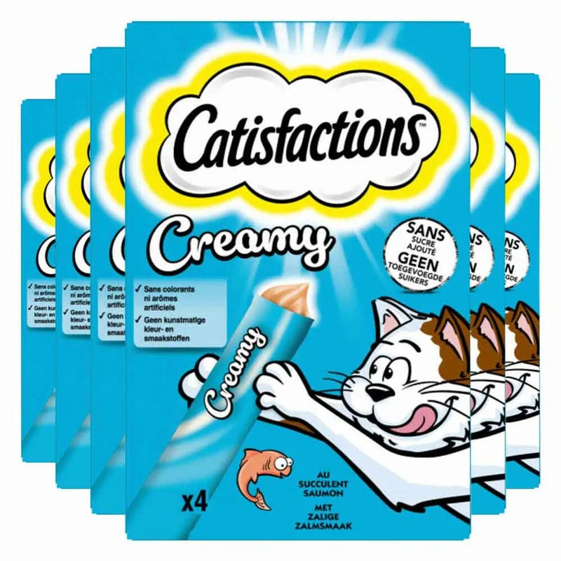 Kattensnack Zalm Creamy - 6 x 4 x 10 gr - Voordeelverpakking de Catisfactions – photo produit