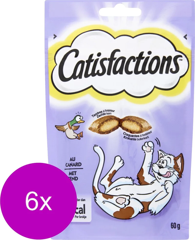 Kattensnoepjes 60 g - Kattensnack - 6 x Eend by Catisfactions – product photo