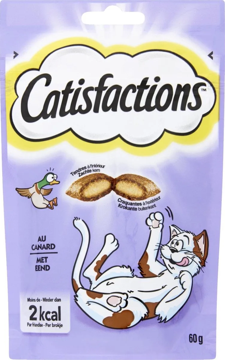 Kattensnoepjes - Eend - Kattensnack - 60 g - 1 zakje de Catisfactions – photo produit