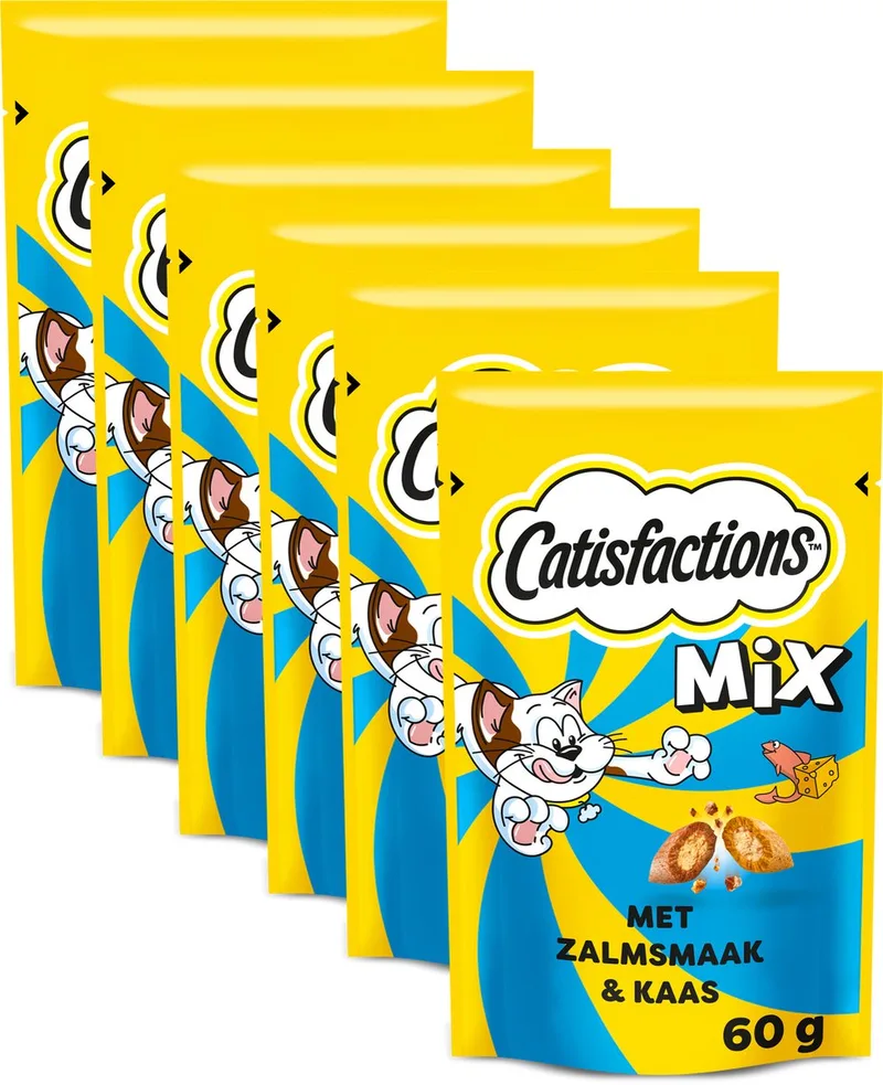 Kattensnoepjes - Mix Snacks Zalm en Kaas - 6x60g by Catisfactions – product photo