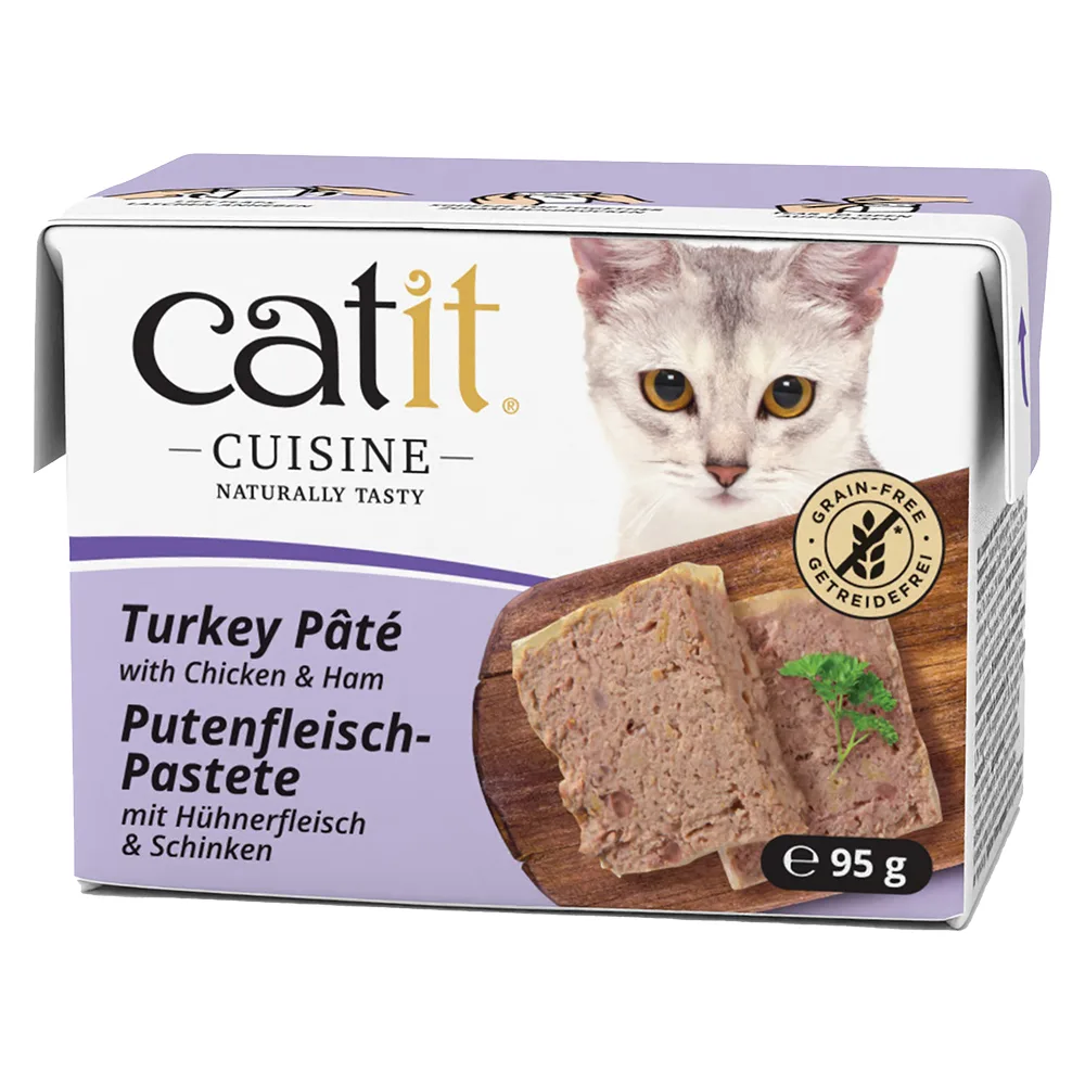 12x95g Catit Cuisine Paté Kalkoen met Kip & Ham natvoer voor katten van Catit – productfoto