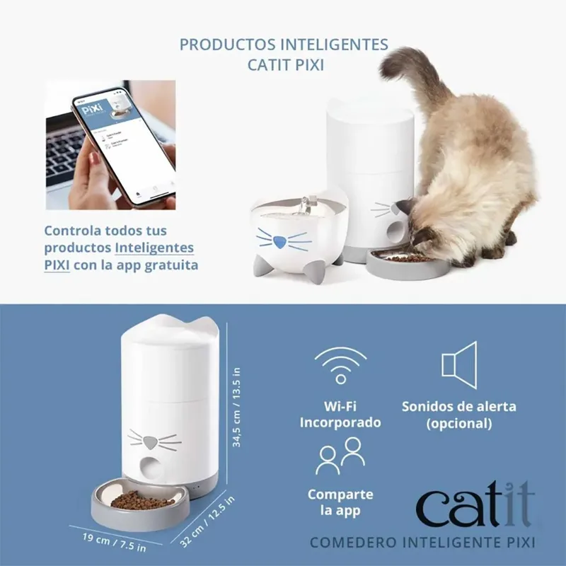 Automatische Voerbak - Voerautomaat - Katten en Honden - 19x19x34 cm de Catit en Blanc – photo produit 6 sur 6