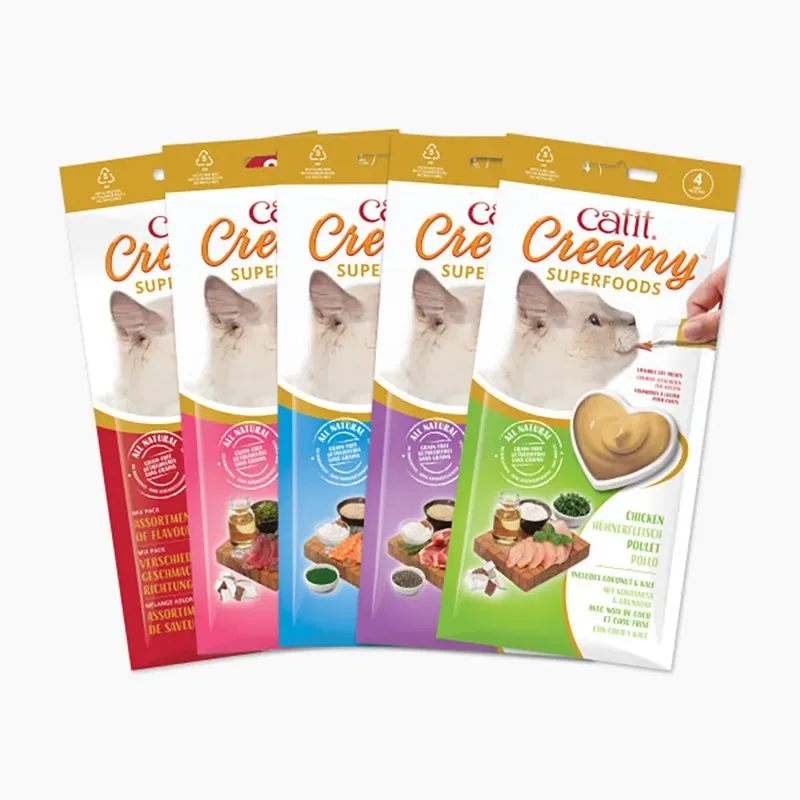 CA Creamy Superfood Traktaties - likbare kattensnacks met kip, lam, zalm of tonijn verrijkt met superfoods Tonijn 4x10 Gram by Catit in Brown – product photo 2 of 4
