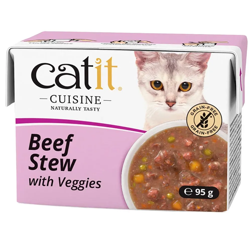 Cuisine natvoer voor katten: stoofpotje met rundvlees en groenten 95 gr van Catit – productfoto