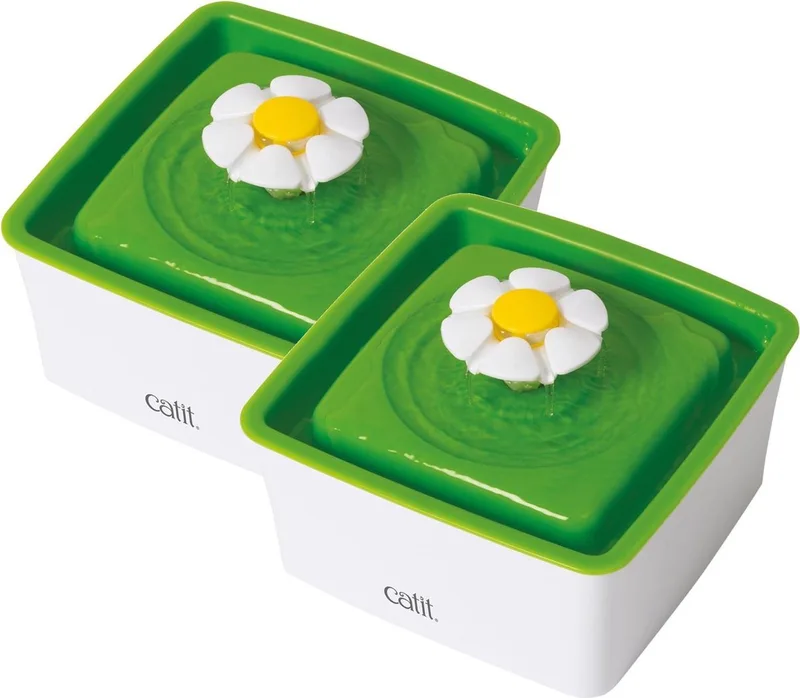 Drinkfontein Mini Bloem Senses - Kattendrinkbak - 2 x 18.2x18.2x12 cm 1.5 l Wit Mini by Catit in Green – product photo