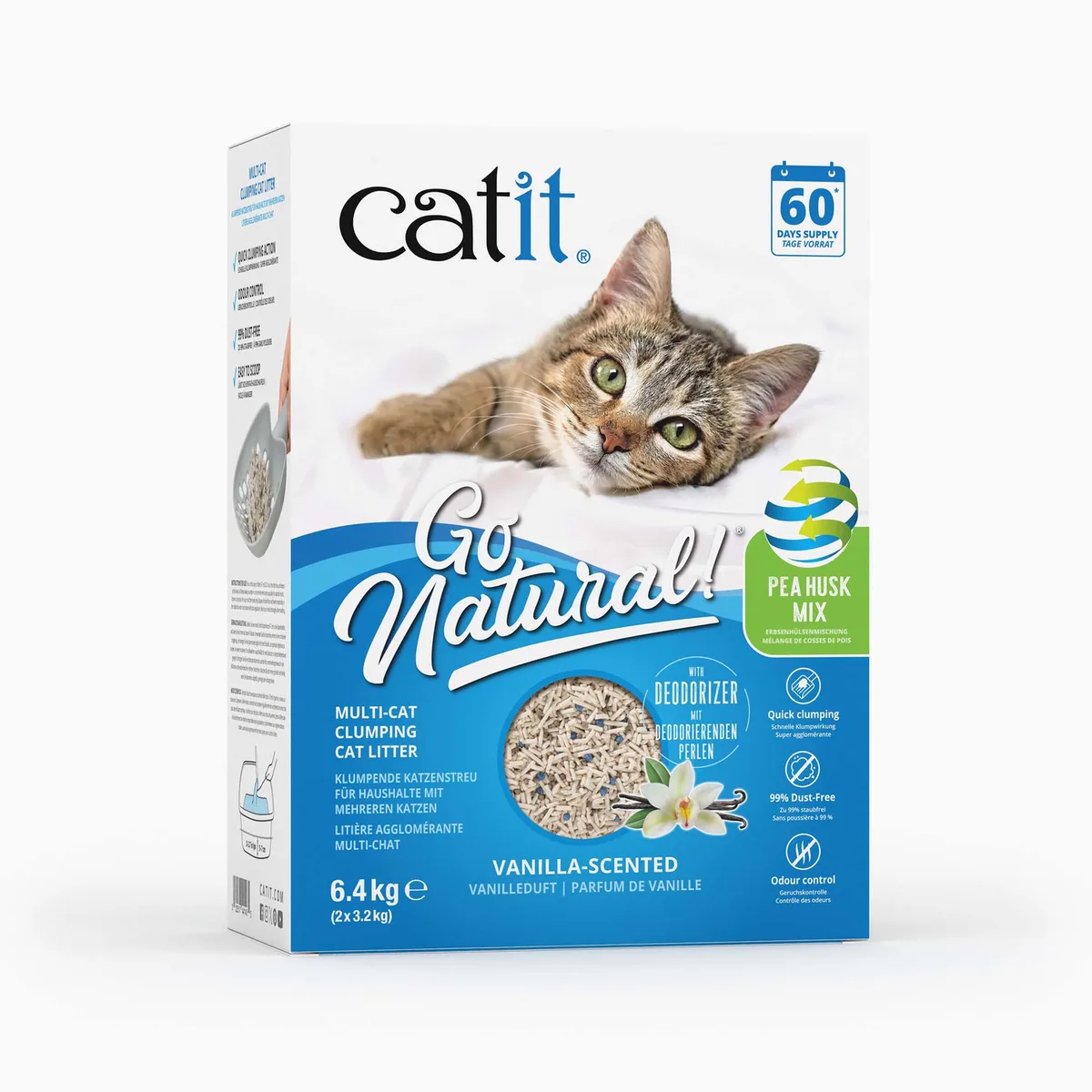 Dubbelpak: 2x6.4kg Catit Go Natural! Erwt + bentoniet vanille kattenbakvulling von Catit – Produktfoto
