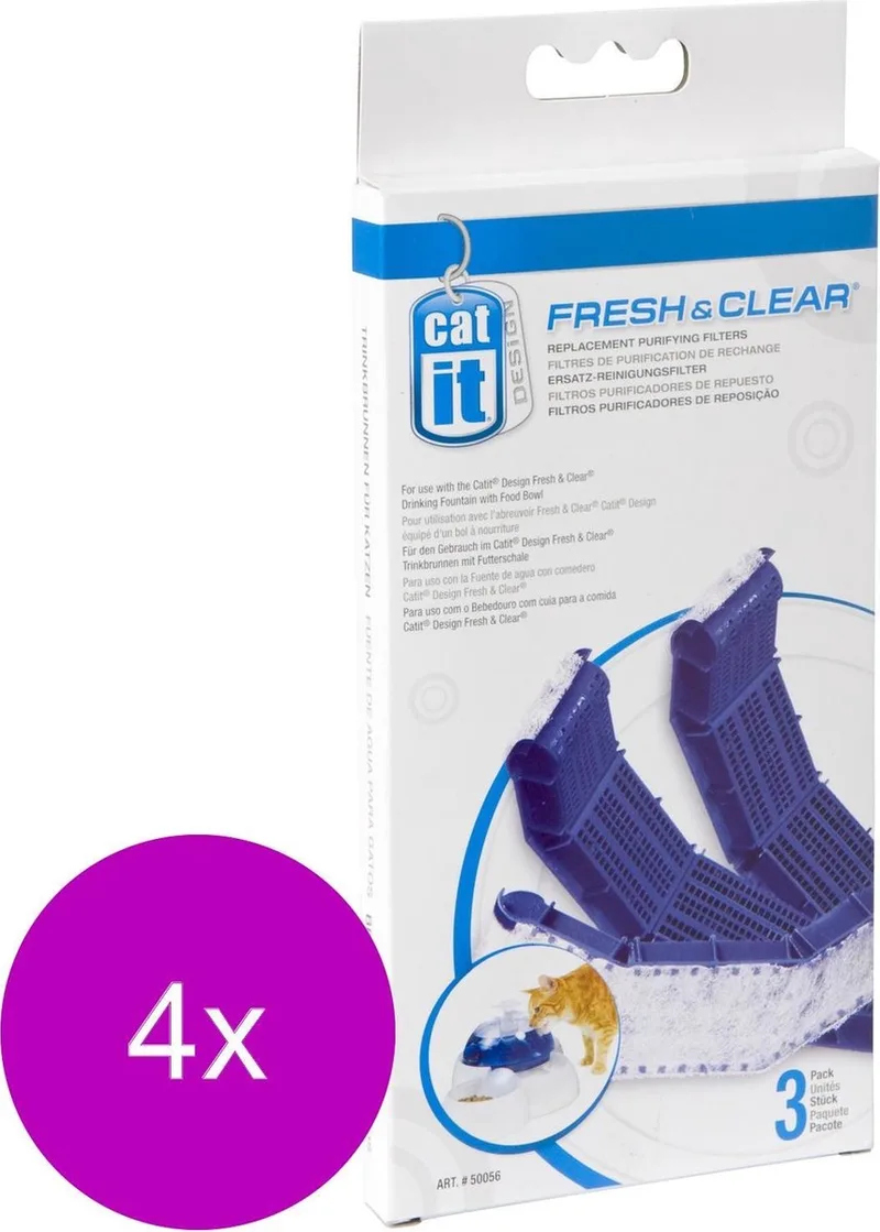 Filters Drinkfontein 3l - Kattendrinkbak - 4 x 3 stuks by Catit in Blue – product photo