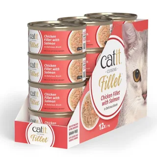 Kipfilet Met Zalm In Bouillon Natvoer Voor Katten 75g de Catit – photo produit 2 sur 2