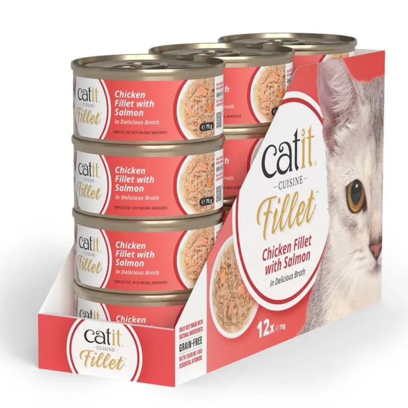 Kipfilet Met Zalm In Bouillon Natvoer Voor Katten 75g de Catit – photo produit 2 sur 2