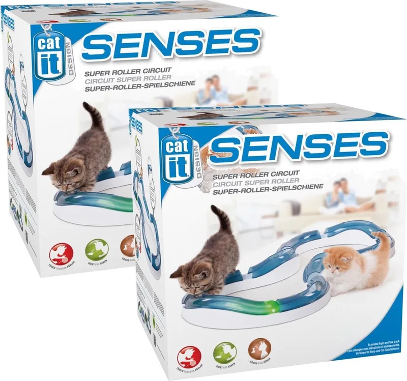 Senses Super Roller Circuit - Kattenspeelgoed - 2 x per stuk de Catit en Bleu – photo produit