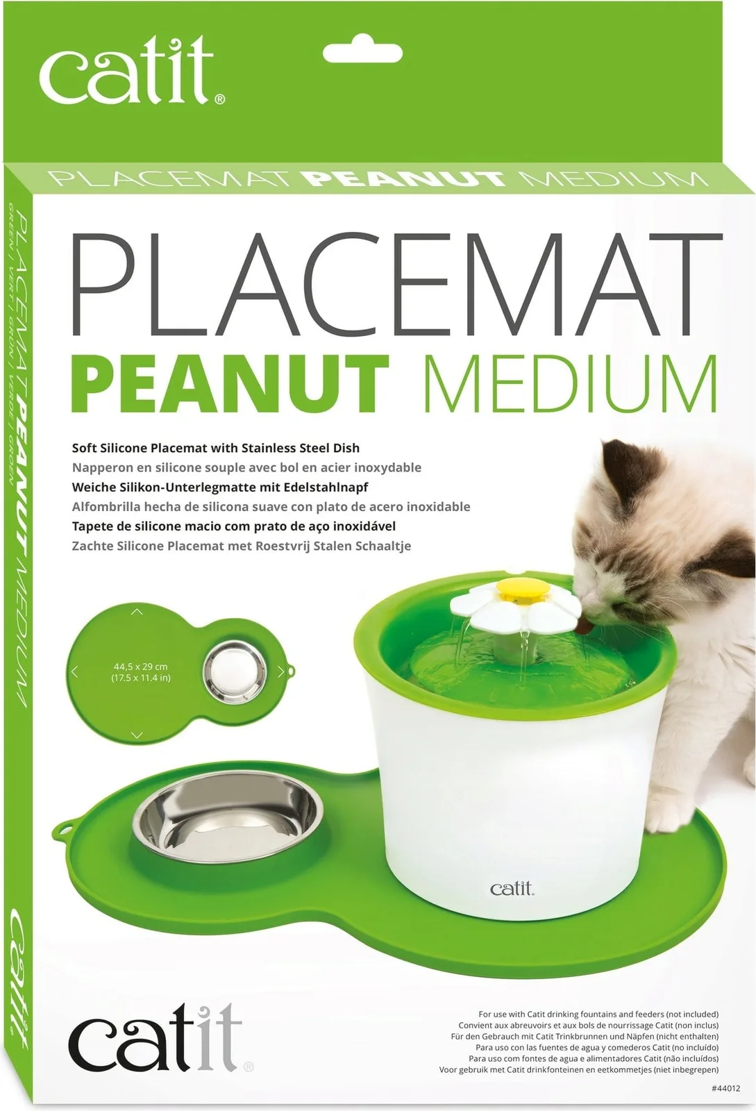 Tapis Silicone avec Auge Inox Vert de Catit – photo produit