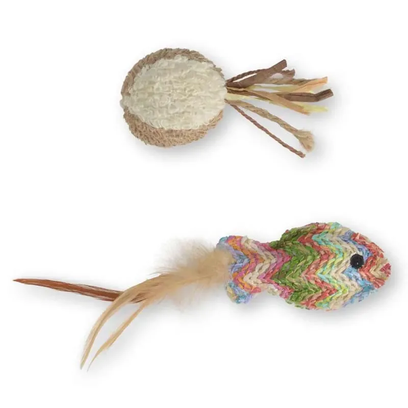 Straw Woven Fish & Plush Ball Katten Speelgoed by Catit – product photo 1 of 3