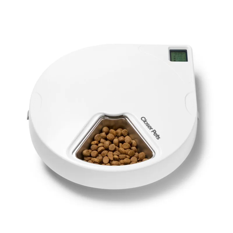 Cat Mate 5-Mahlzeiten-Futterautomat mit Edelstahlnapf-Einsätzen White(C500) från Catmate i Regular – produktbild