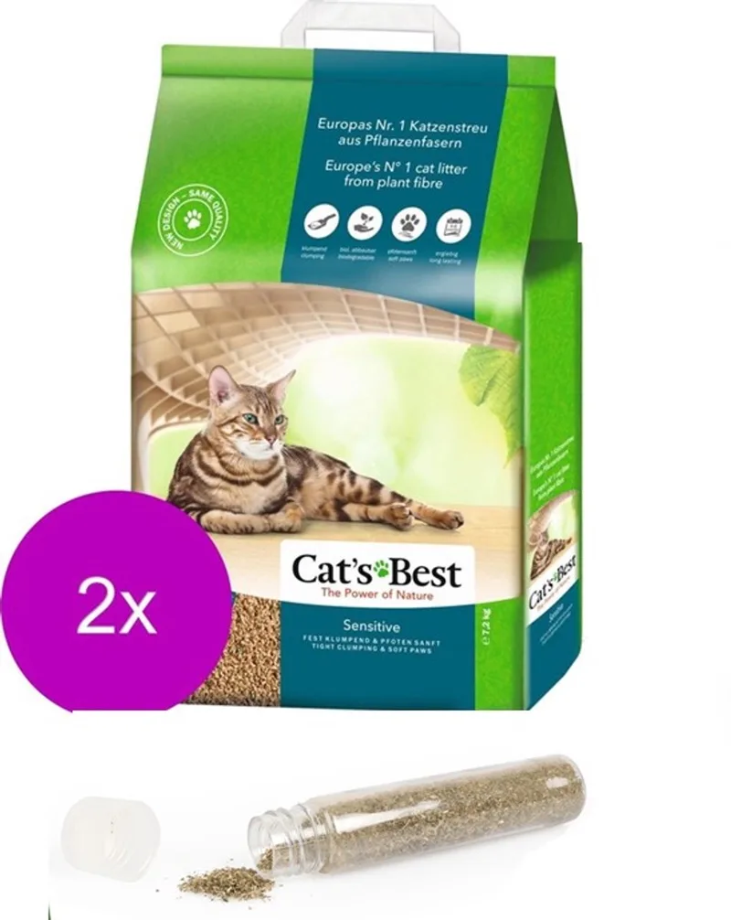 Sensitive - Kattenbakvulling - 2 x 20 l incl catnip von Cat's Best – Produktfoto