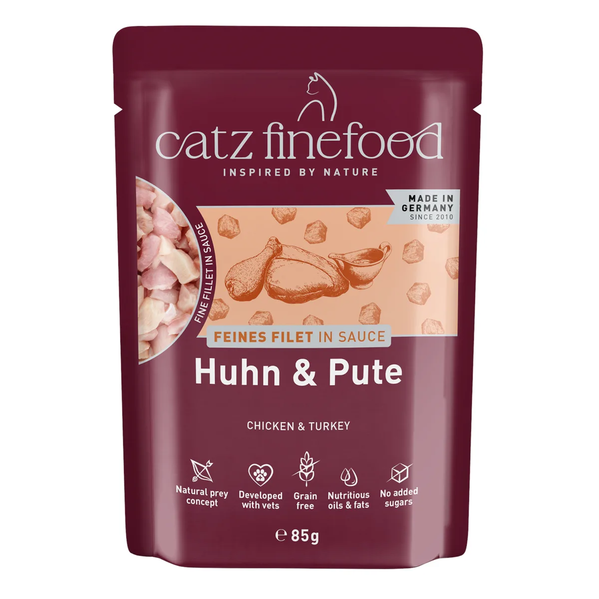 16x85g catz finefood Fijn Filet Kip & Kalkoen Kattenvoer nat från Catz Finefood – produktbild