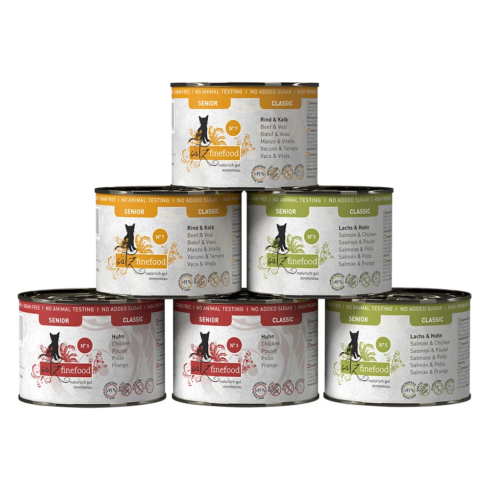 6x 200g catz finefood Senior Mixpaket (3 Sorten) Katzenfutter nass van Catz Finefood – productfoto