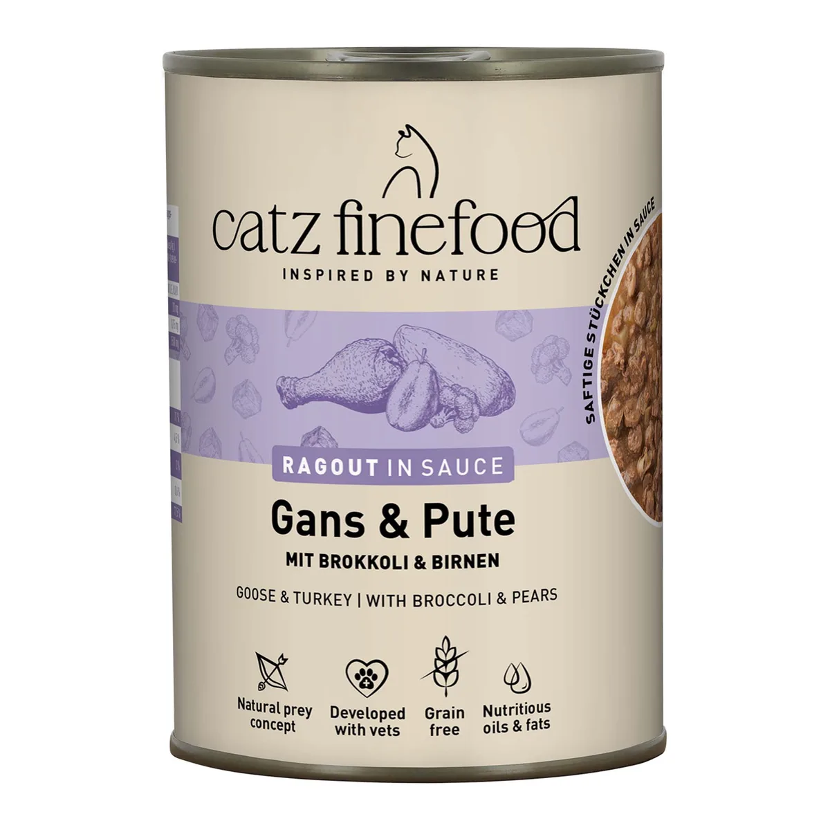 6x 380g catz finefood Ragout No.603 Gans & Pute Katzenfutter nass van Catz Finefood – productfoto