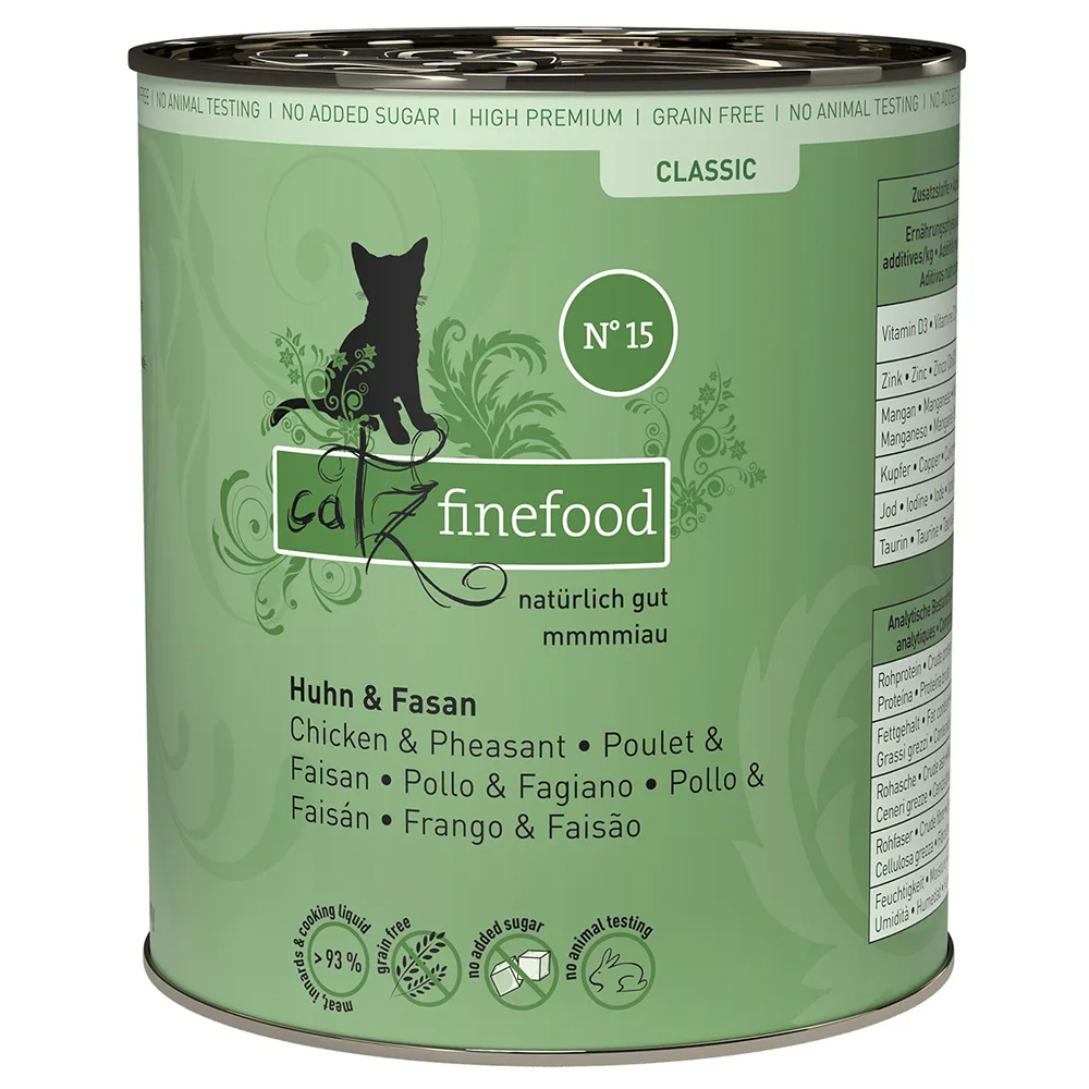 Blik 6 x 800 g Kattenvoer - Kip & Fazant by Catz Finefood – product photo