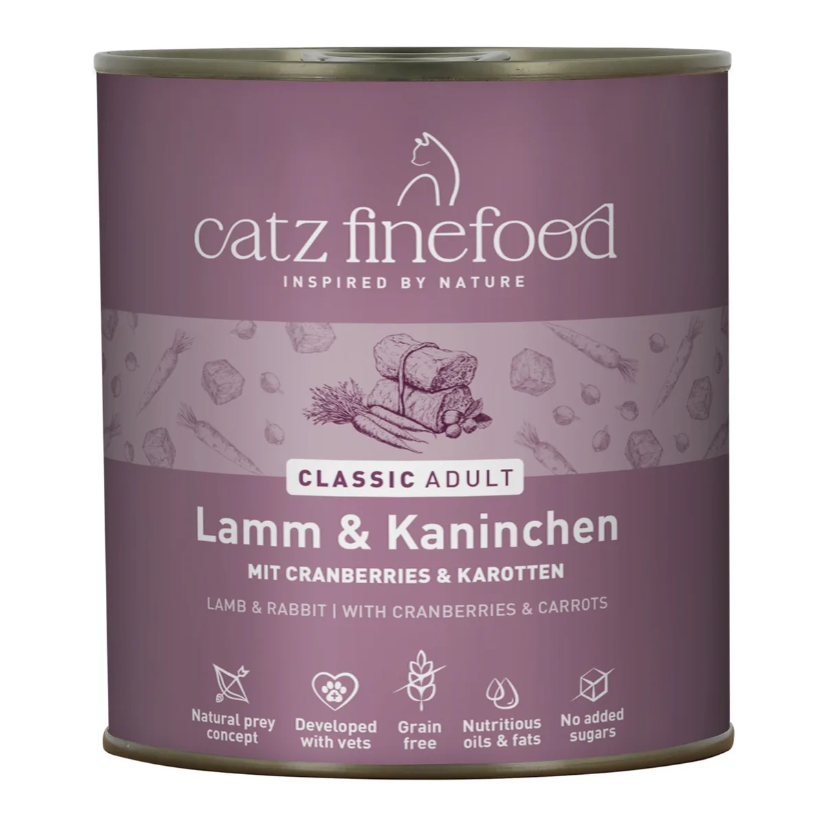 Blik 6 x 800 g Kattenvoer - Lam & Konijn van Catz Finefood – productfoto