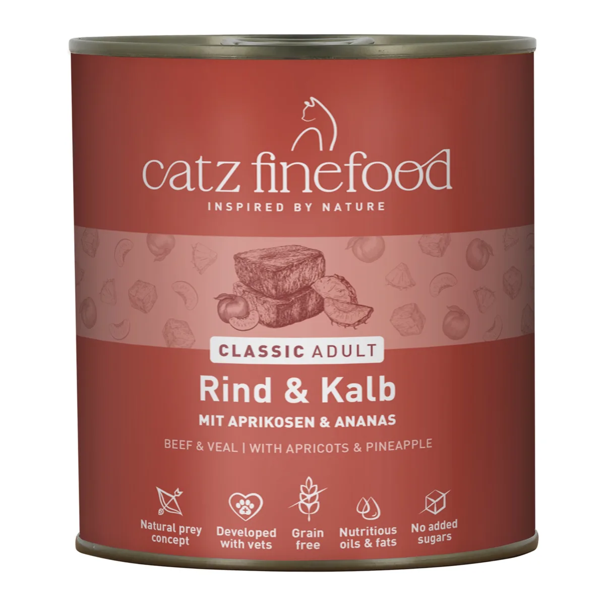 Blik 6 x 800 g Kattenvoer - Rund & Kalf by Catz Finefood – product photo