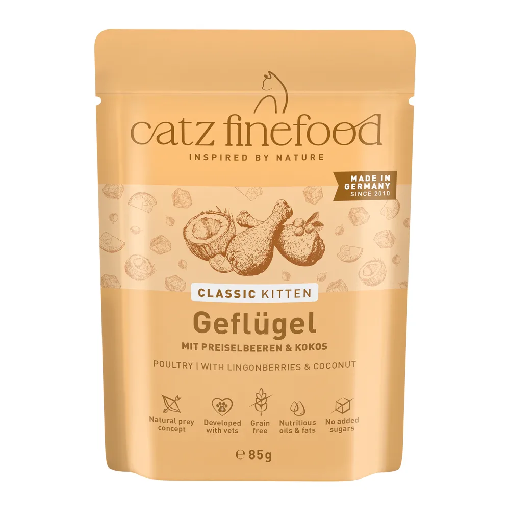 Sparpaket: 24x85g catz finefood Kitten No. 03 Geflügel Katzenfutter nass van Catz Finefood – productfoto