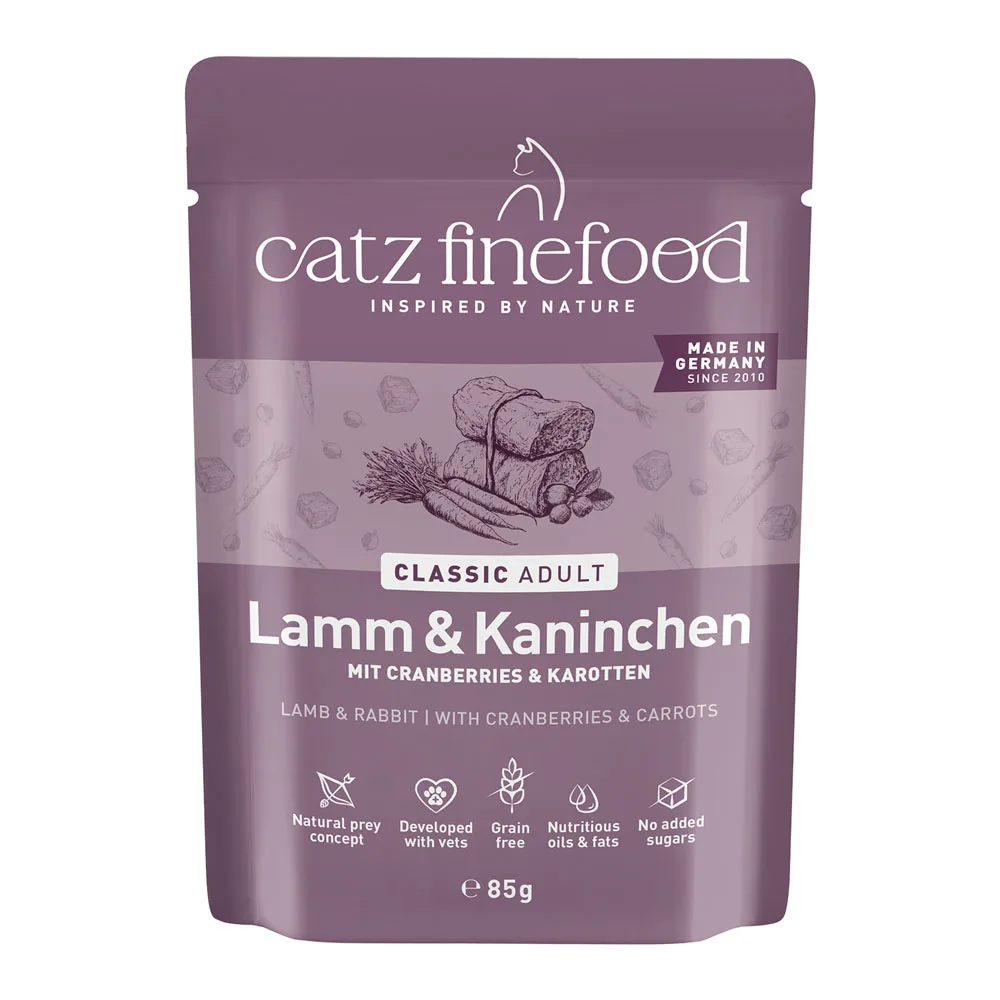 Voordeelpakket: 16x85g catz finefood Lam & Konijn nat kattenvoer by Catz Finefood – product photo