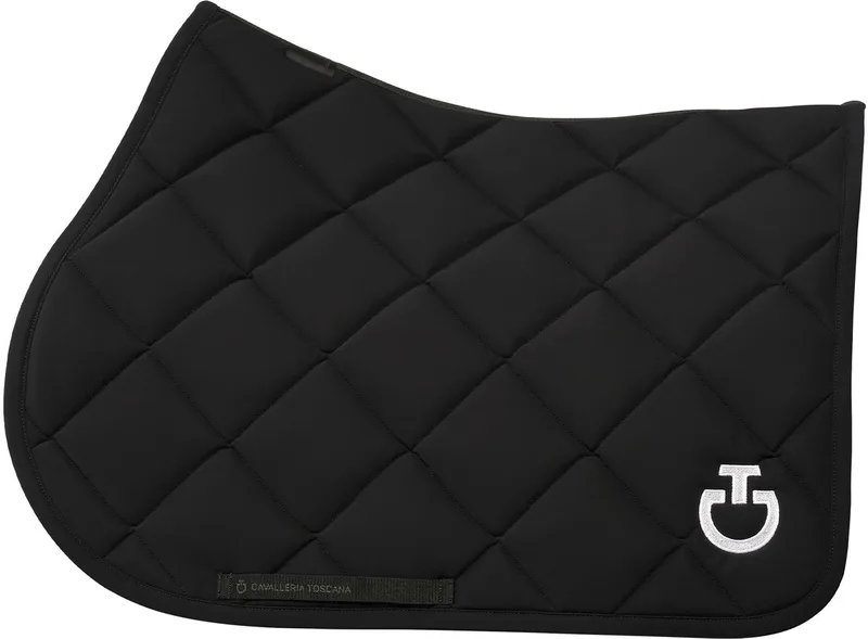 Diamond Quilted Jersey Zadeldek Jumping Full von Cavalleria Toscana in Schwarz – Produktfoto