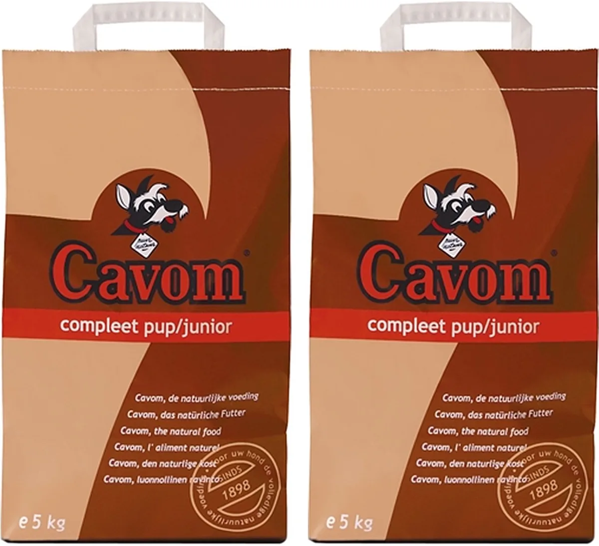 2x Cavom Compleet Pup/Junior Hondenvoer 5 kg - Volledige Voeding voor Puppy’s - Smakelijke Brokken - Groei Ondersteuning de Cavom – photo produit