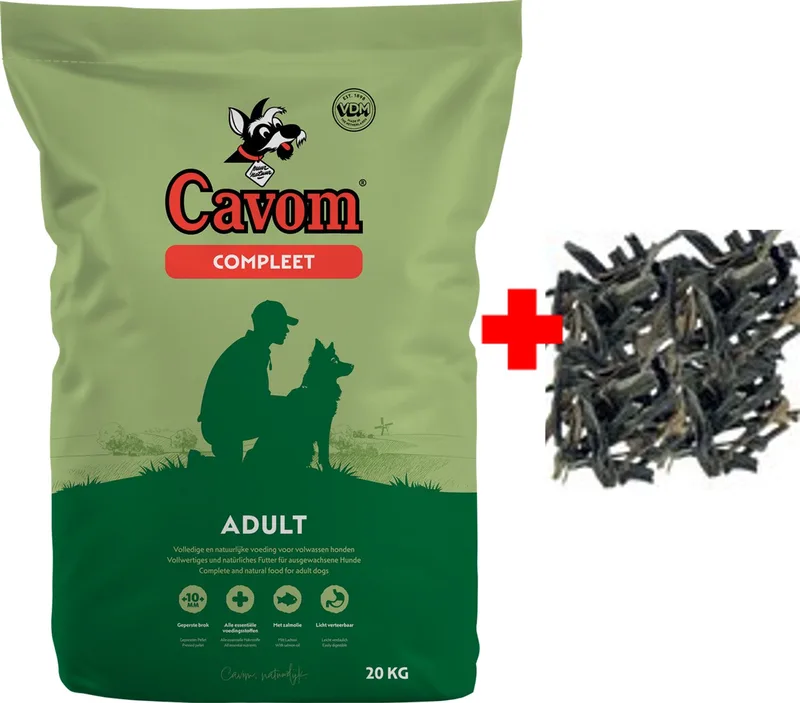 compleet Adult - geperste brokken - 20 kg + Pawty Pens Gezonde Hondensnack Voordeelverpakking (1 KG) by Cavom – product photo