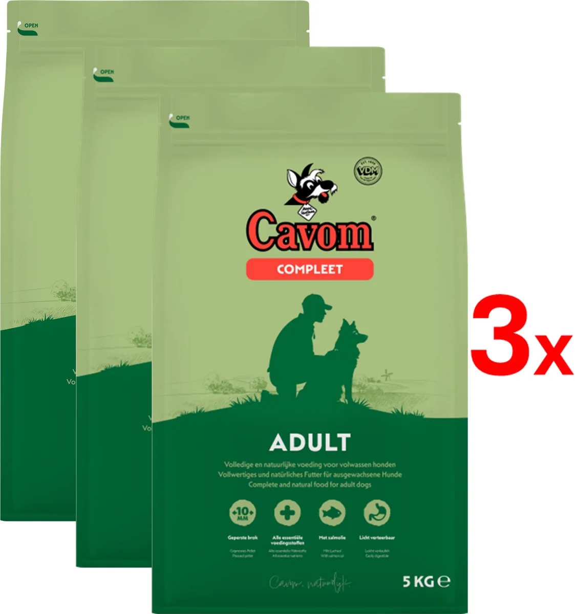 compleet Adult - geperste brokken - 3x 5kg van Cavom – productfoto