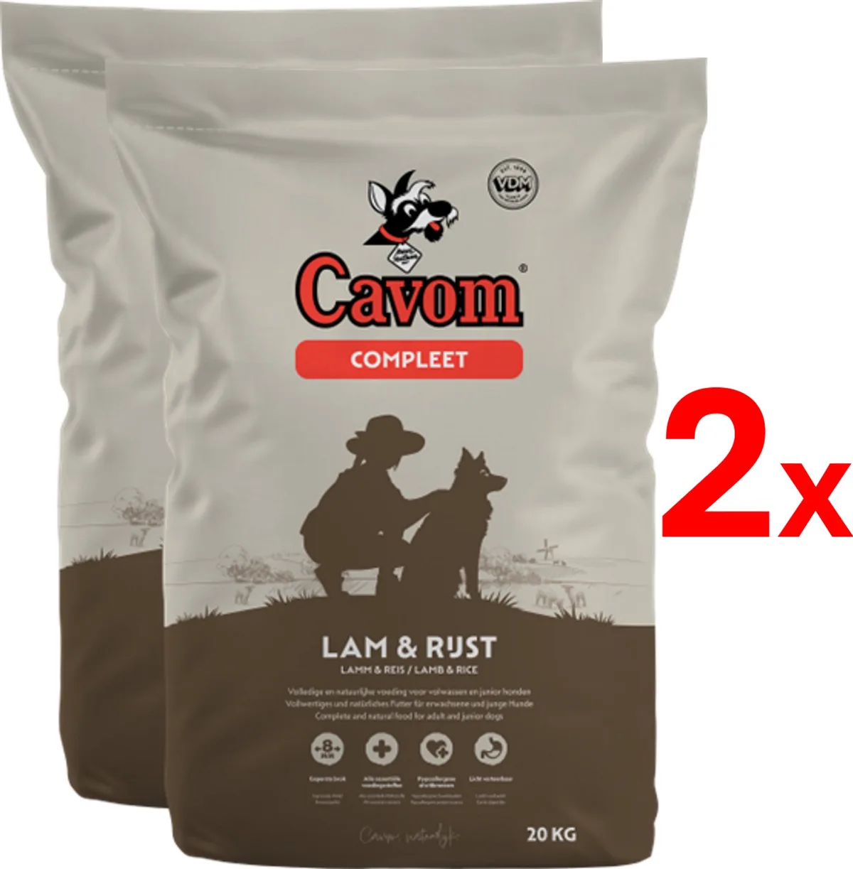compleet Lam & Rijst - geperste brokken - 2x 20kg fra Cavom – produktbillede