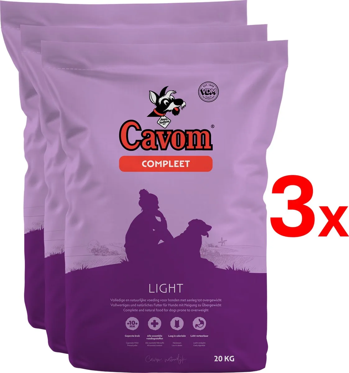 compleet Light - geperste brokken - 3x 20 kg by Cavom – product photo