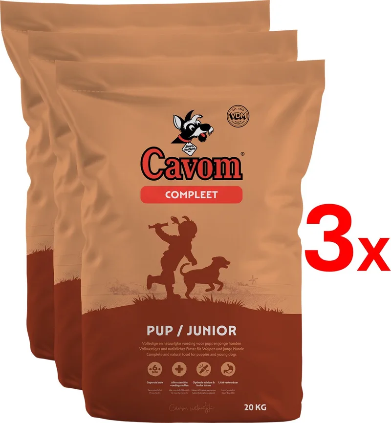 compleet Pup/Junior - geperste brokken - 3x 20 kg by Cavom – product photo