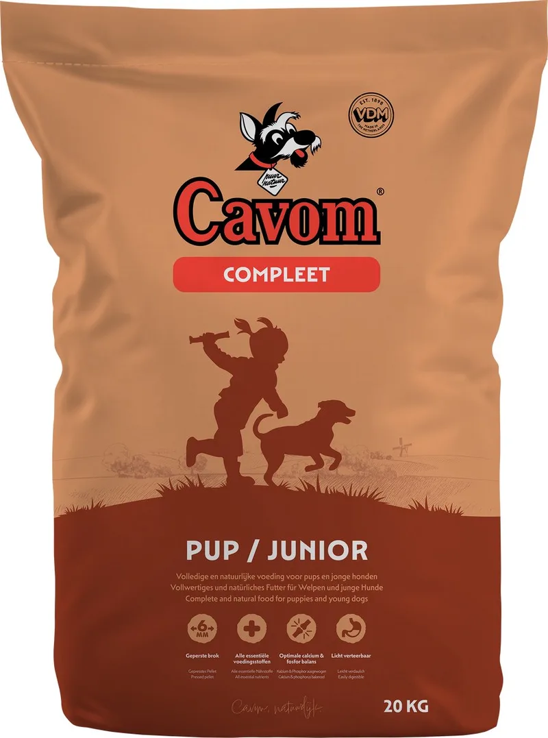 Compleet Pup/Junior - geperste hondenbrokken - 20kg by Cavom – product photo